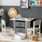 Kids Activity Table Chair Set Gray MDF Solid Wood Removable Storage Baskets